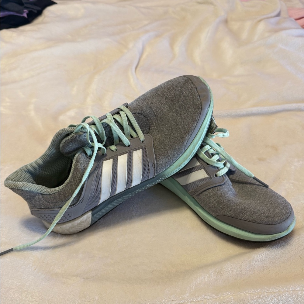 Adidas Women's Gray and Light Green Sneakers